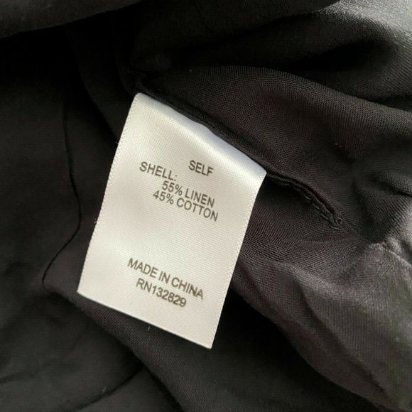 LPA 495 Black Mini Dress Linen Blend Flare Sleeves Flounce Hem - Picture 5 of 5